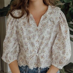 Neuflora evora floral button & tie blouse